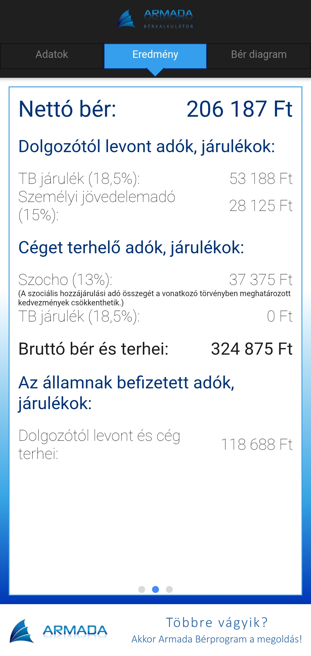 Okos Armada Bérkalkulátor, ami nettó és bruttó bér számolására is alkalmas