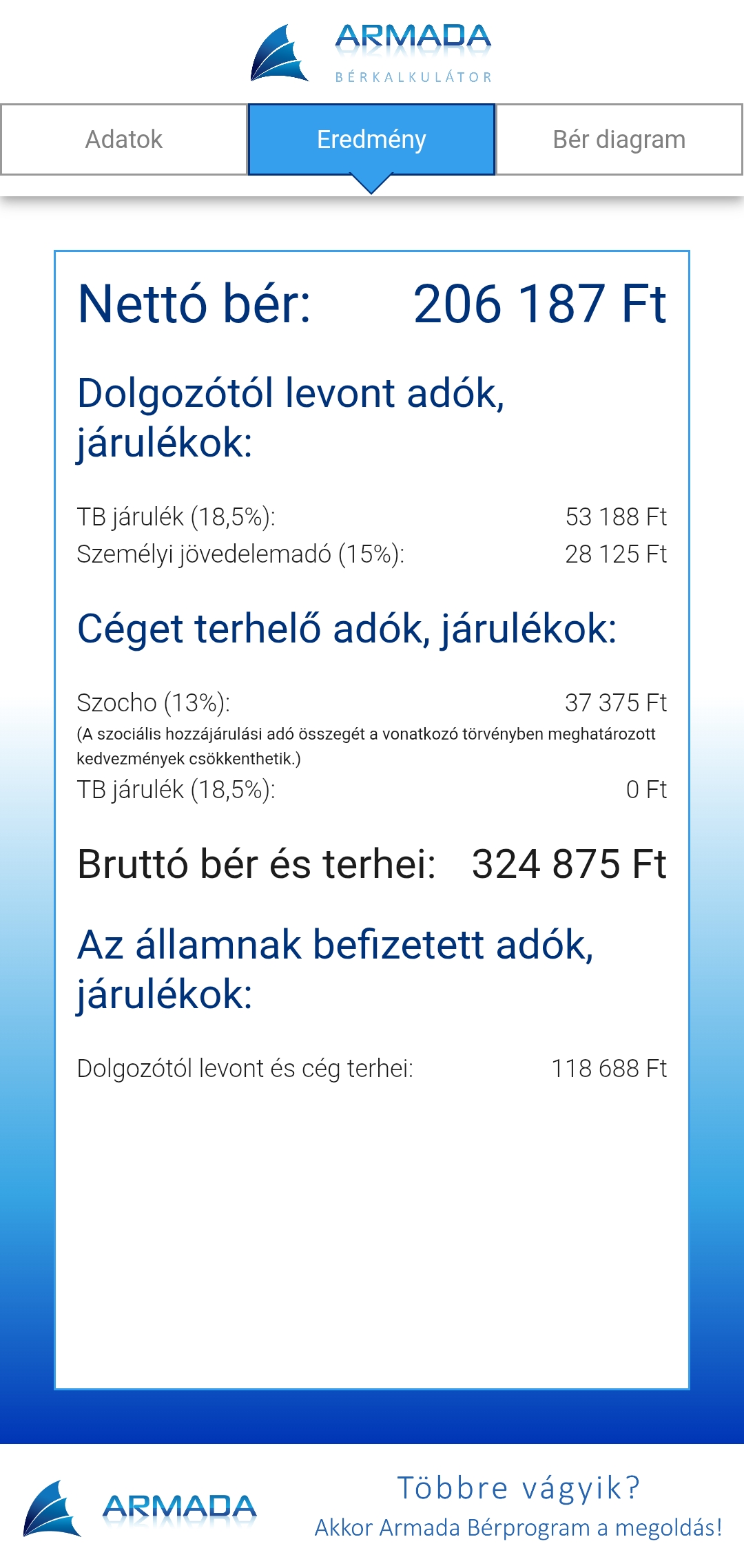 Okos Armada Bérkalkulátor, ami nettó és bruttó bér számolására is alkalmas