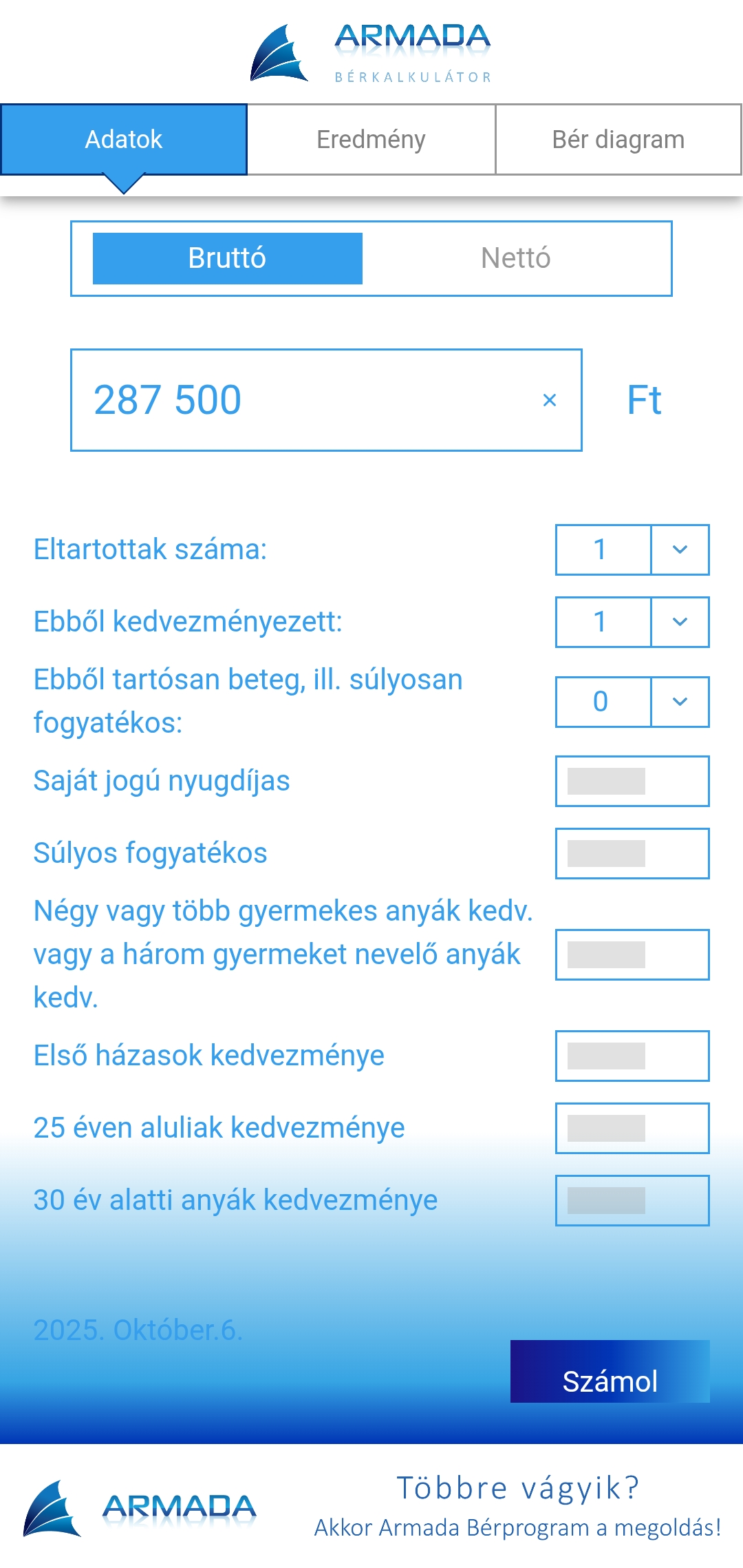 berkalkulator-adatok-armada Okos Armada Bérkalkulátor, ami nettó és bruttó bér számolására is alkalmas